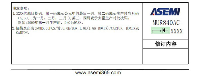 ASEMI超快恢復MUR840AC