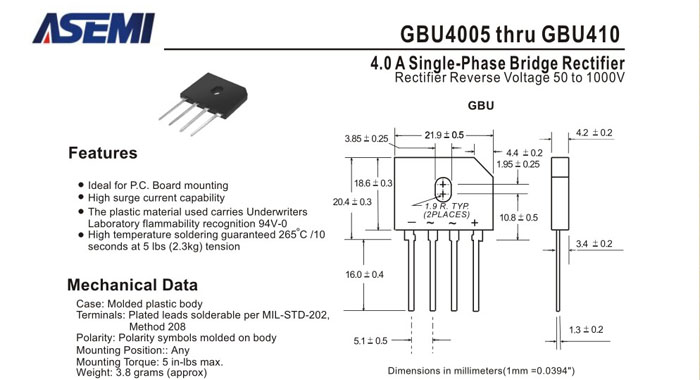 ASEMI品牌GBU406規格書