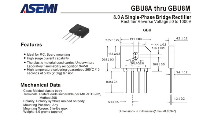 ASEMI品牌GBU8K規格書