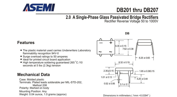 ASEMI品牌DB206規格書