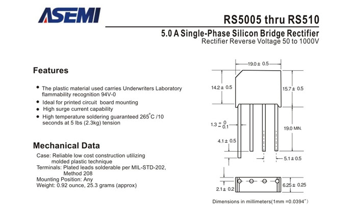 ASEMI品牌RS510規格書
