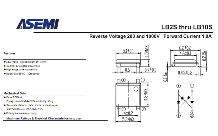 ASEMI品牌LB6S參數規格書