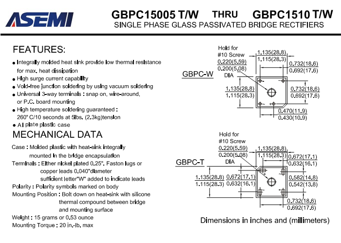 ASEMI品牌GBPC1510中文資料
